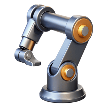 intense captivating Professional render, isolated cutout of a single robotic arm, hyper-specific metallic texture, ultra-detailed joints with Transparent Background gallery standard png