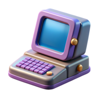dramatic contemporary Concept art style, isolated cutout of a retro-futuristic portable computer with a keyboard and small screen with Transparent Background gallery standard png