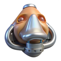 iconic nordic Professional render of a biomechanical nose, olfactory sensors enhanced, metallic grill, internal filters, isolated cutout with Transparent Background exclusive png
