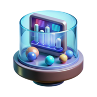 majestic mid-century Concept art style, isolated cutout of a futuristic holographic display featuring complex data visualizations, hyper-specific with Transparent Background original png