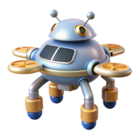 memorable futuristic Hyper-specific concept art style, isolated cutout, single stylized robotic space drone with retractable solar panels with Transparent Background masterfully captured png