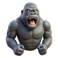 immaculate impressionist Ultra-detailed professional render of a single gorilla, chest-beating pose, isolated cutout, with Transparent Background elite png