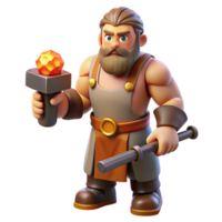 passionate impressive Hephaestus, god of the forge, with a hammer with Transparent Background refined png