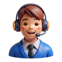 sumptuous dynamic minimalist Smiling customer service representative with a headset, with Transparent Background top-tier png