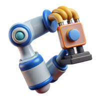 gorgeous distinctive Hyper-specific concept art style render of a futuristic robotic arm holding a microchip, isolated cutout with Transparent Background png