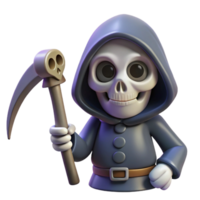 intense beautiful A spooky skeleton, holding a scythe with Transparent Background perfect clarity png