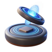 immaculate distinguished Hyper-specific concept art style render of a levitating wireless charging pad, powered by visible energy streams, isolated cutout with Transparent Background png