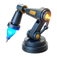 gorgeous modern Robotic arm holding a futuristic tool with glowing tip with Transparent Background flawless png