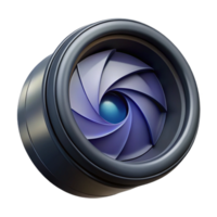 radiant timeless Photorealistic, isolated cutout of a single DSLR camera lens, hyper-specific aperture blades, ultra-detailed with Transparent Background png