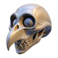serene mid-century Hyper-specific, photorealistic, professional render of a biomechanical avian skull, isolated cutout Ultra-detailed with Transparent Background authentic png