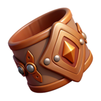 serene distinctive Professional render, hyper-specific, isolated cutout of a tribal warrior's leather armband with embossed designs with Transparent Background png