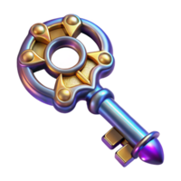 wonderful celebrated Hyper-specific, isolated cutout, concept art style illustration of an ancient, ornate cosmic key, ultra-detailed with Transparent Background png