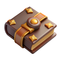 picturesque timeless Concept art style, isolated cutout of a vintage leather-bound book with gold embossing with Transparent Background png