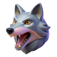 sumptuous energetic artistic A stylized wolf head howling, with Transparent Background flawless png