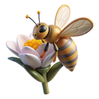 magnificent sought-after Photorealistic, ultra-detailed, isolated cutout of a single honeybee collecting pollen from a flower pistil with Transparent Background png