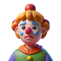 peaceful spectacular Sad clown with colorful makeup, with Transparent Background sharp png