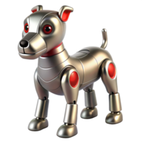 vibrant rare Hyper-specific concept art style render Isolated cutout of a silver robotic dog with glowing red eyes and articulated joints with Transparent Background png