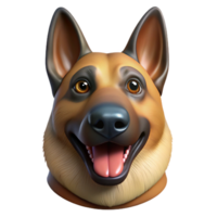 breathtaking celebrated Professional render, ultra-detailed, hyper-specific image of a single German Shepherd dog head, alert expression, isolated cutout, with Transparent Background png