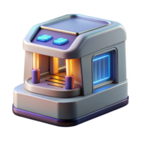 stunning signature Photorealistic, ultra-detailed render of a single isolated cutout, DNA sequencing machine with illuminated display, hyper-specific, with Transparent Background png