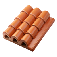 sought-after mid-century Photorealistic, isolated cutout of a single, clay roof tile with Transparent Background flawless png