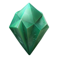 impressive romantic bohemian Concept art style, isolated cutout of a single, raw emerald crystal with rough edges and natural inclusions with Transparent Background authentic png