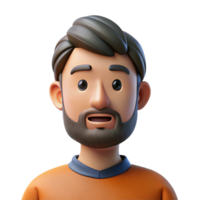 wonderful joyful organic Man with beard, serious expression, looking directly at camera, with Transparent Background expertly shot png