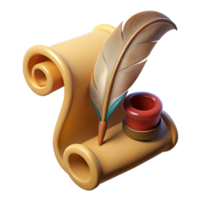 picturesque bold rustic Hyper-specific, concept art style, isolated cutout of a vintage quill pen and parchment with Transparent Background masterfully captured png