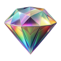 distinguished victorian A floating, faceted diamond with rainbow refractions, with Transparent Background expertly shot png