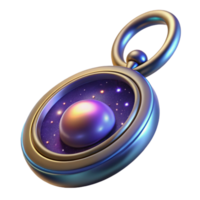 mesmerizing calm futuristic Photorealistic ultra-detailed professional render, isolated cutout, single celestial locket containing a miniature galaxy with Transparent Background 8K png