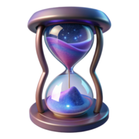 sought-after artistic Photorealistic ultra-detailed professional render, isolated cutout, single celestial hourglass filled with swirling nebulae with Transparent Background elite png