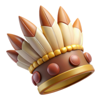 majestic tropical Concept art style, isolated cutout of a tribal chieftain's ceremonial crown adorned with feathers and shells with Transparent Background 4K png