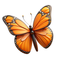 extraordinary romantic retro Hyper-specific, concept art style render of a single monarch butterfly, wings open, detailed patterns, isolated cutout, with Transparent Background 8K png
