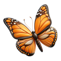 fascinating baroque Hyper-specific, concept art style render of a single monarch butterfly, wings open, detailed patterns, isolated cutout, with Transparent Background ultra HD png