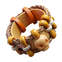 melancholic gorgeous Professional render isolated cutout ultra-detailed concept art style of a tribal child's woven bracelet adorned with small animal bones with Transparent Background 4K png