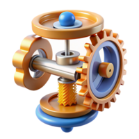 exemplary renaissance Hyper-specific professional render of an isolated, floating, intricate clockwork mechanism with gears and springs Isolated cutout with Transparent Background sharp png