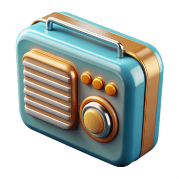 distintivo boemo fotorealistico, iperspecifico rendere di un' separare, isolato retro-futuristico transistor Radio con cromo dettagli con trasparente sfondo 4k png