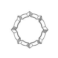 A decorative circular frame with glass border and pointed sides. Drawn by hand in a border style perfect for monograms or logo design. vector