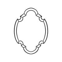 A vintage picture frame or mirror border with a shaped edge in gothic style. Black and white hand drawn. vector