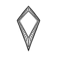 A diamond frame drawn in black and white. Blank frame, modern sci fi geometric mirror or picture frame. Black and white sketch doodle. vector