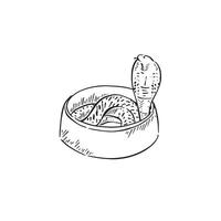 A cobra in a bowl, sketched by hand. vector