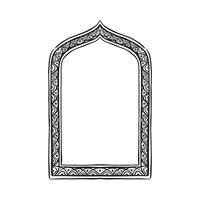 An Arabian style frame with decorated and pointed top. Hand drawn sketch of a mirror or picture frame. vector