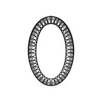 An oval picture frame or mirror with a decorated edge. Home decor sketch border circular. vector