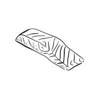 A salmon fillet line drawn in black and white in a sketch doodle style. Drawn by hand and vectorised. vector