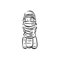 A line drawn lobster tail segment. Drawn by hand in a sketch style in black and white with shading to the right hand side. vector
