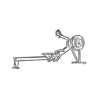 A line drawn rowing machine, drawn in black and white and vectorised. Drawn by hand. vector