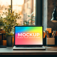 Tech UI Presentation on Office Laptop psd