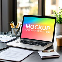 Professional Laptop Setup for UI Demo psd