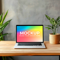 Laptop with Dark Mode Interface Preview psd