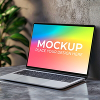 Open Laptop with Empty Screen for UI Demo psd