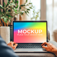 UI Design Scene with Mock Laptop psd